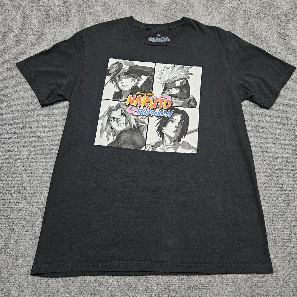 Naruto Shippuden T Shirt Mens‎ Medium Black Team 7 Graphic Anime Manga Tee